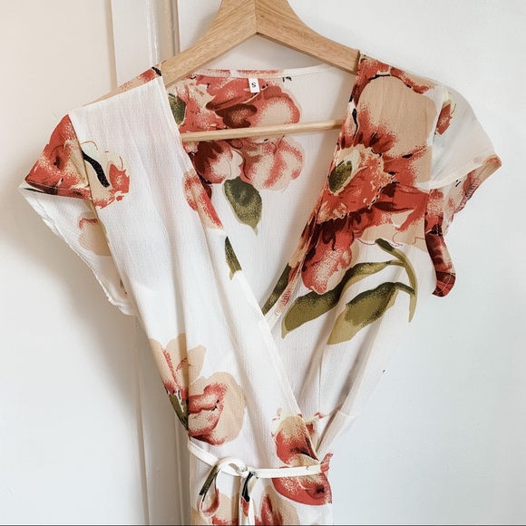 SOLD - Floral Midi Wrap Dress - Picture 2 of 5